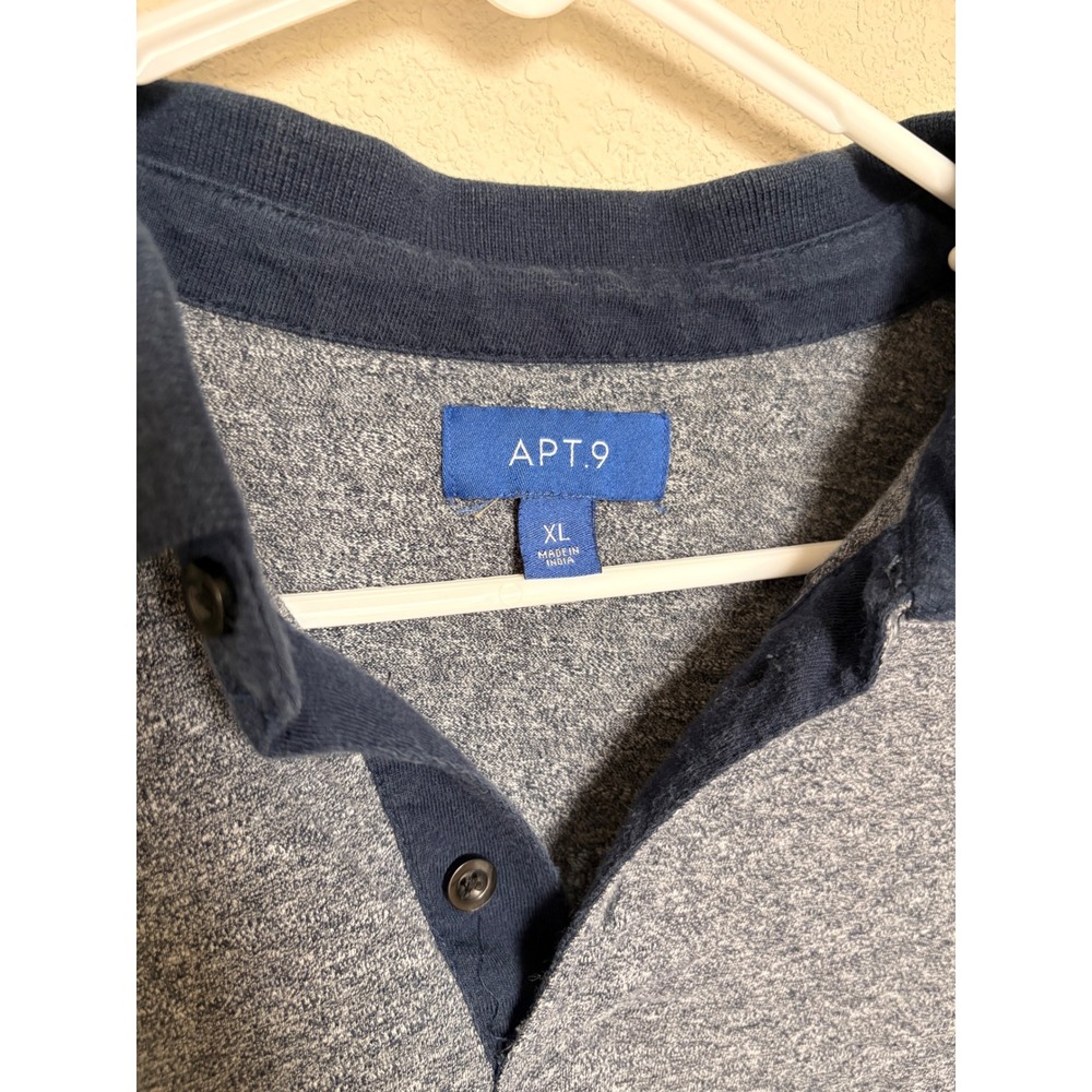 Apt 9 Mens XL Polo Shirt Heather Blue Short Sleeve Tipped Collar Cotton Blend - Picture 2 of 5